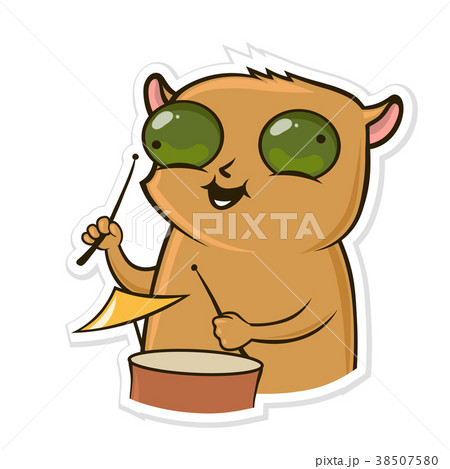 Sticker for messenger with funny animal. Hamster 38507580
