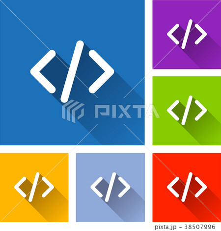 code icons with long shadowのイラスト素材 [38507996] - PIXTA