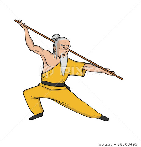 Shaolin monk practicing kung fu. Martial art 38508495