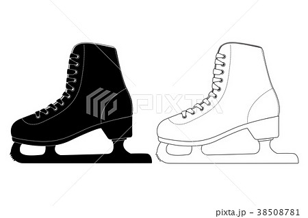 Skate. Flat black and white icons 38508781