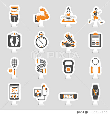 Fitness Icon Sticker Set 38509772