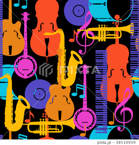 Jazz music seamless pattern with musical Jazz music seamless pattern with musical 38510939