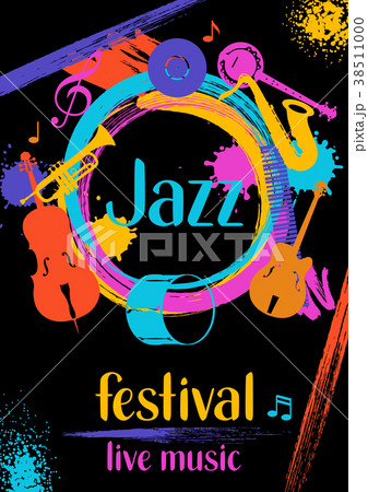 Jazz festival live music retro poster with musical 38511000
