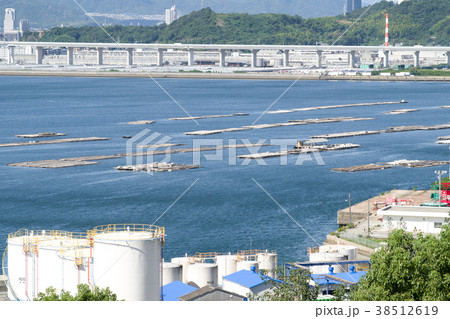 広島湾の牡蠣筏と景色 38512619