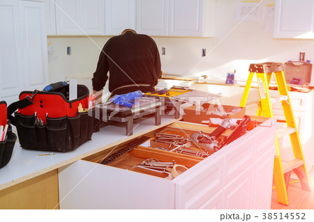Custom kitchen cabinets in various stages Custom kitchen cabinets in various stages 38514552