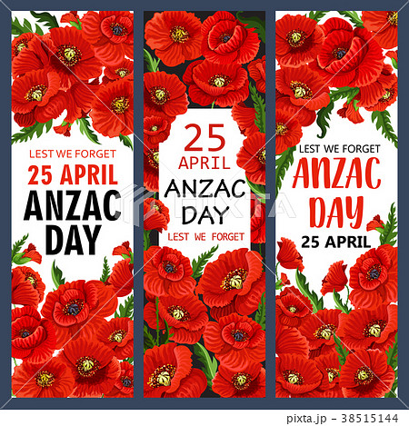Anzac Day 25 April poppy vector war memory banners Anzac Day 25 April poppy vector war memory banners 38515144
