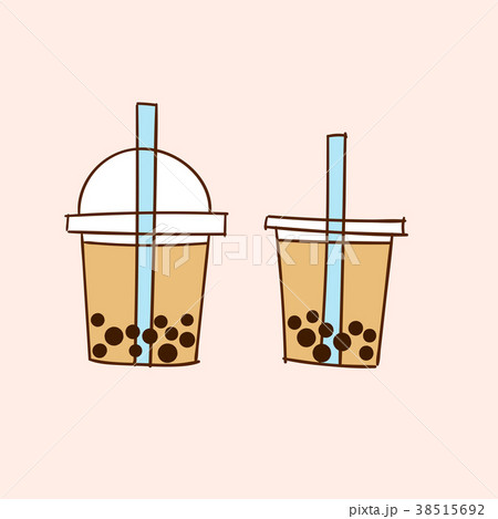 Milk Bubble Tea. Doodle drawing vector 38515692