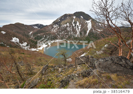 五色山からの残雪の日光白根山と五色沼 38516479
