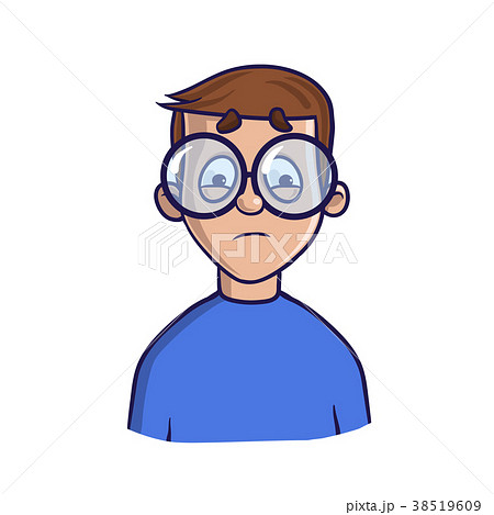 Upset boy with glasses looking puzzled. Isolated 38519609