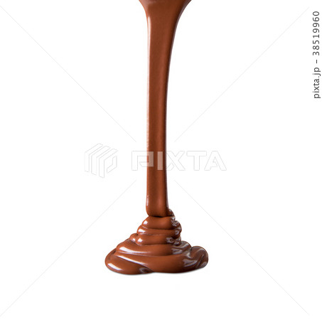 melt chocolate drop on white background 38519960