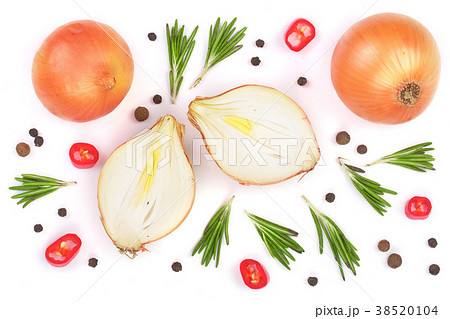 onions with rosemary and peppercorns isolated on a 38520104