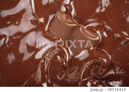 Melted chocolate and pieces of chocolate bar as a Melted chocolate and pieces of chocolate bar as a 38520414