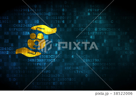 Insurance concept: Family And Palm on digital Insurance concept: Family And Palm on digital 38522006