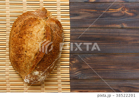 rye bread with seeds on bamboo napkin 38522201
