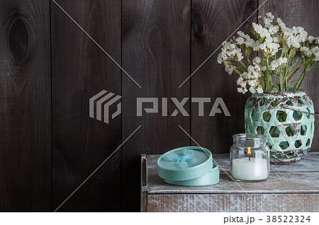 Bedroom decor on wooden background 38522324