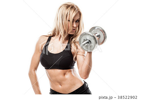 athletic woman with dumbbells 38522902