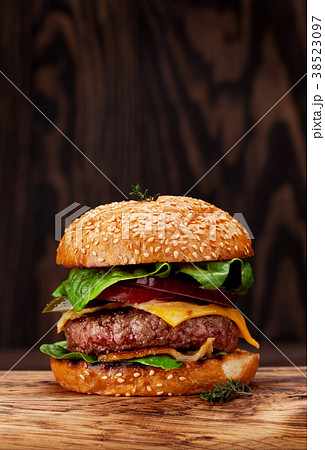 Tasty grilled home made burger 38523097