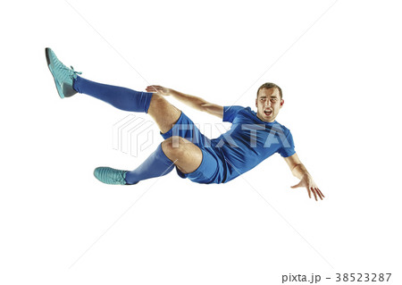 Professional football soccer player isolated white Professional football soccer player isolated white 38523287