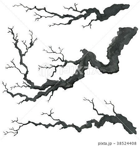 Tree branch in Japanese style. Watercolor hand Tree branch in Japanese style. Watercolor hand 38524408