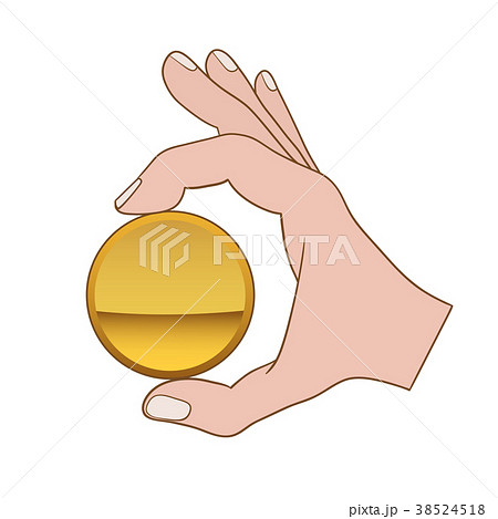 hand with golden coin 38524518