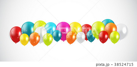 Glossy Happy Birthday Balloons Background Vector 38524715