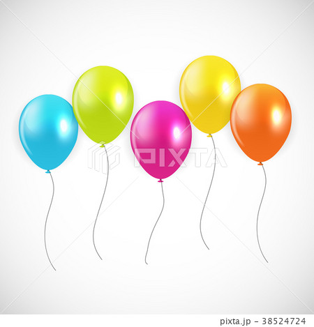 Glossy Happy Birthday Balloons Background Vector 38524724