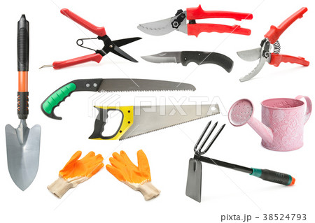 Variety of garden tools isolated on white 38524793