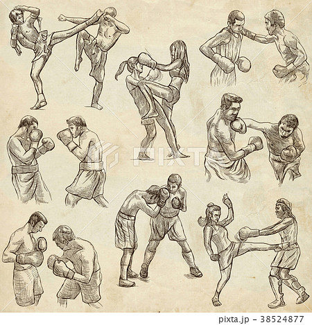 Box. Boxing Sport. Collection - freehand sketching Box. Boxing Sport. Collection - freehand sketching 38524877