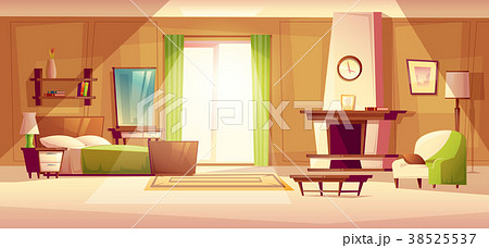 Vector cartoon illustration of a bedroom interior 38525537