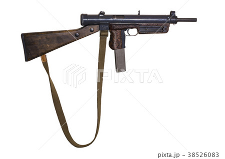 vintage submachine gun on white background 38526083