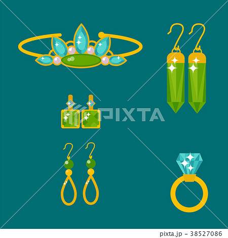 Vector jewelry items gold elegance gemstones 38527086