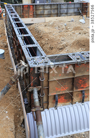 個人住宅の基礎工事 積水ハウス 撮影者自宅の増改築 の写真素材