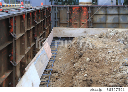 個人住宅の基礎工事 積水ハウス 撮影者自宅の増改築 の写真素材