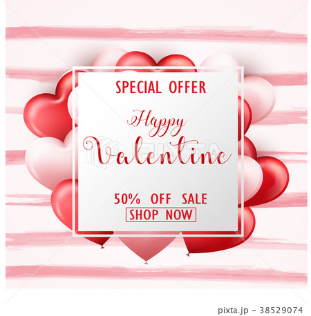 Happy Valentine's Day sale banner with pink and re Happy Valentine's Day sale banner with pink and re 38529074