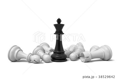 3d rendering of a single black chess king stands 38529642