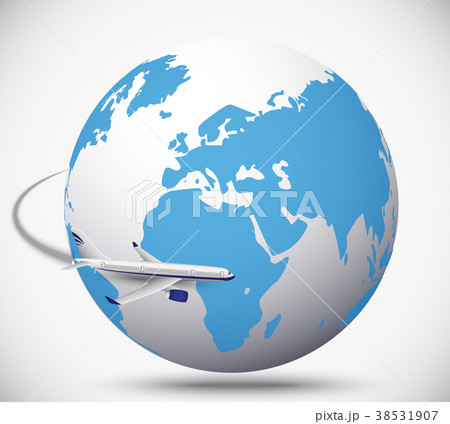 Airliner with globe in the white background Airliner with globe in the white background 38531907