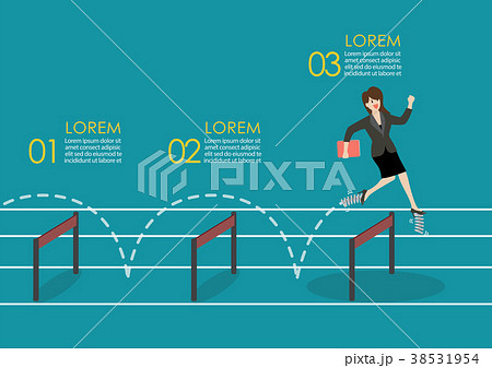 woman with spring shoes jumping over hurdle 38531954