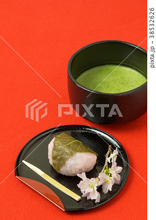 桜もちと抹茶 茶店 お茶会 春イメージ 桜もちと抹茶 茶店 お茶会 春イメージ 38532626