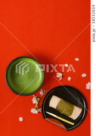 桜もちと抹茶 茶店 お茶会 春イメージ 桜もちと抹茶 茶店 お茶会 春イメージ 38532634