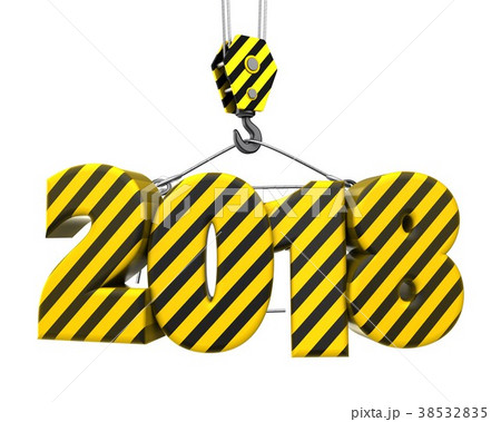 3d crane hook with striped 2018 sign 38532835