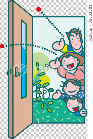 ドアを開く家族 38533303