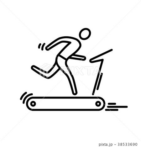Thin line icon. Treadmill running man cardio 38533690