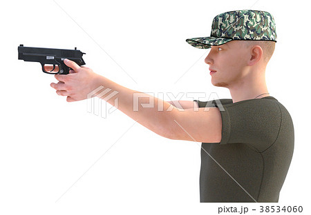 銃を構える男性 軍隊 真横カット 向き違いあり のイラスト素材