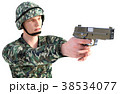 銃を構える男性　怒り　嫌悪　向き違い 38534077