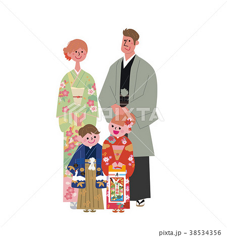 七五三 着物 家族 イラストのイラスト素材 七五三 着物 家族 イラストのイラスト素材