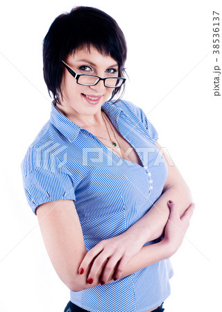 Attractive smiling girl in spectacles 38536137