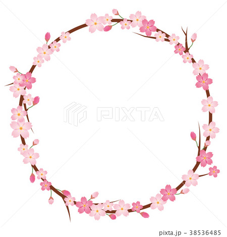 桜のイラスト 桜のリース オーナメント 春のイメージのイラスト 背景 バックグラウンドのイラスト素材