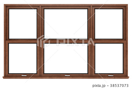 brown wooden window isolated on white background 38537073