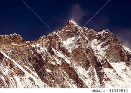 view of Everest and Lhotse with beautiful clouds view of Everest and Lhotse with beautiful clouds 38539610