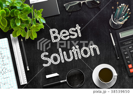 Best Solution on Black Chalkboard. 3D Rendering. 38539650